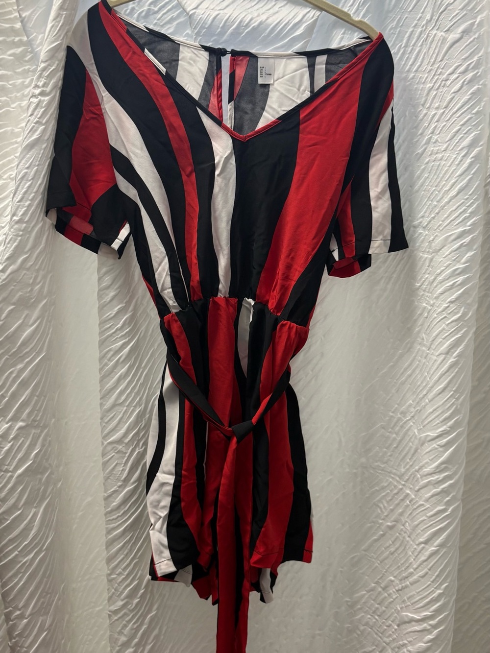 Striped Red Black & White Short Sleeve Romper